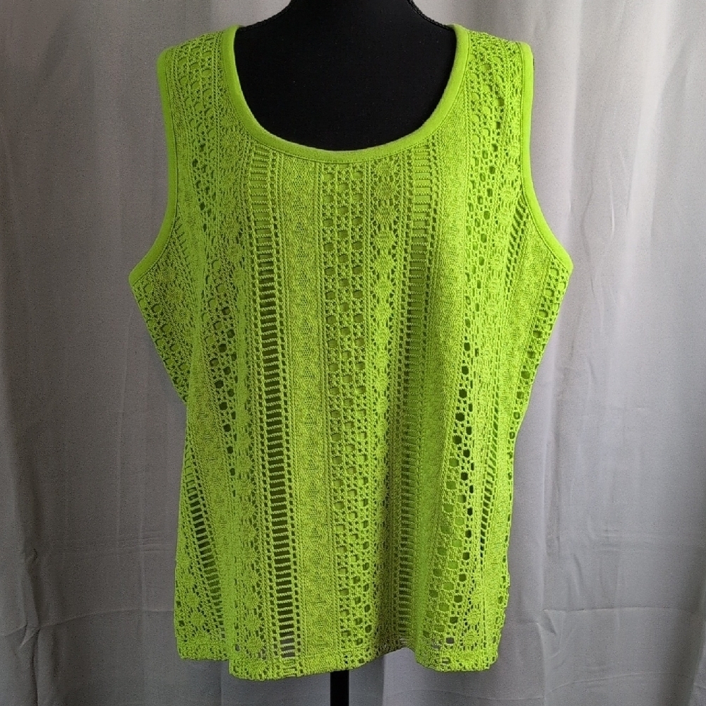 Rafaella Green Relaxed Ribbed Tank Top